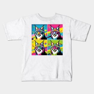 Wild Charm Canadian Lynx Pop Art Tee - Forest Feline Fashion Kids T-Shirt